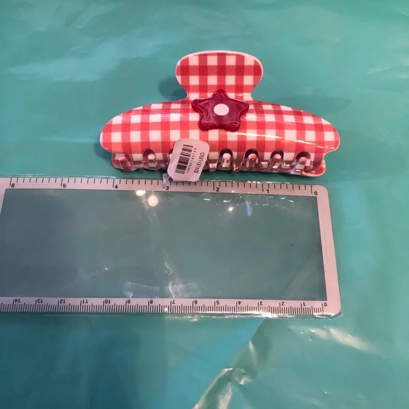 Free People Red and White Checkered Hair Clip - Picture 3 of 4